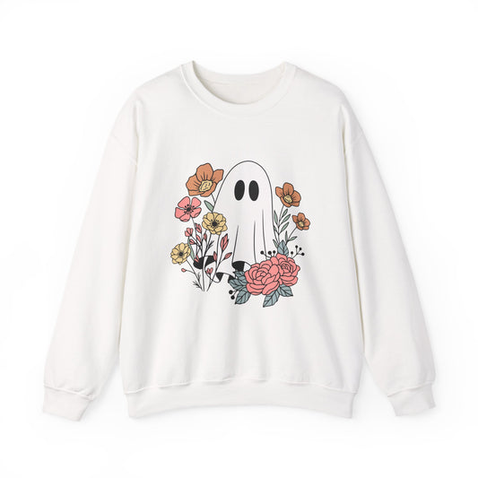 Floral Ghost Crewneck Sweatshirt- Halloween